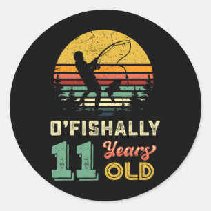 Ofishally 11 Year Old Fishing 11th Birthday Party Classic Round Sticker
