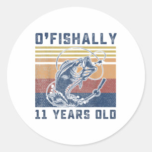 Ofishally 11 Year Old Shirt 11th Birthday Fishing Classic Round Sticker