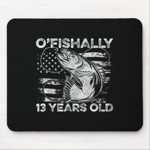Ofishally 13 Year Old Shirt 13th Birthday Fishing Mouse Pad