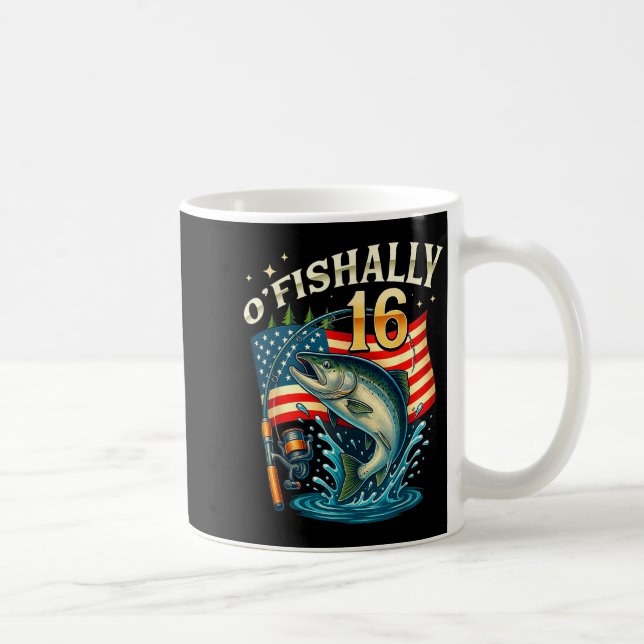 O'fishally 16 Years Old Fishing 16th Birthday Boys Coffee Mug (Right)