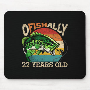 Ofishally 22 Years Old Fishing Birthday Theme Part Mouse Pad