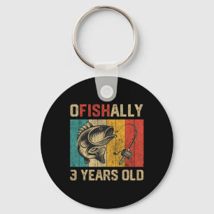 Ofishally 3 Years Old Funny Fishing Birthday Fishe Key Ring