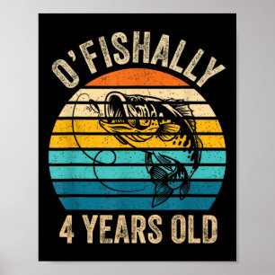 Ofishally 4 Year Old Shirt 4th Birthday Vintage Fi Poster