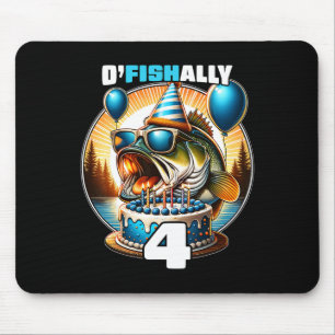 O'fishally 4 Years Old Fishing Birthday 4th Bday P Mouse Pad