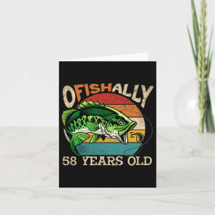 Ofishally 58 Years Old Fishing Birthday Theme Part Card