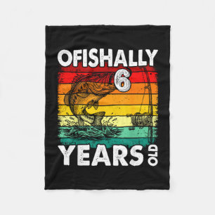 Ofishally 6 years old funny fishing birthday fleece blanket