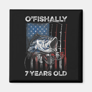 Ofishally 7 Year Old Shirt 7th Birthday Fishing Us Magnet