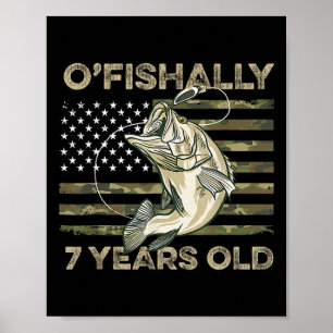 Ofishally 7 Year Old Shirt 7th Birthday Us Flag Fi Poster