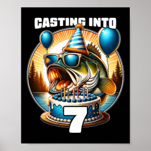 O'fishally 7 Years Old Fishing Birthday 7th Bday P Poster