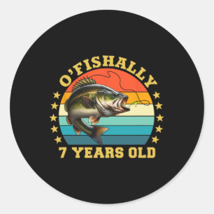 Ofishally 7 Years Old Fishing Retro Birthday Fishe Classic Round Sticker