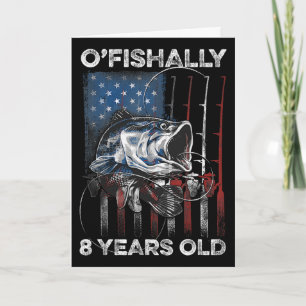 Ofishally 8 Year Old Shirt 8th Birthday Fishing Us Card