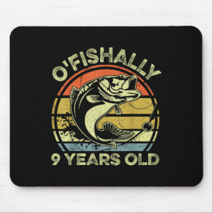 Ofishally 9 Year Old Shirt 9th Birthday Fishing Re Mouse Pad