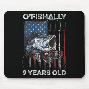 Ofishally 9 Year Old Shirt 9th Birthday Fishing Us Mouse Pad