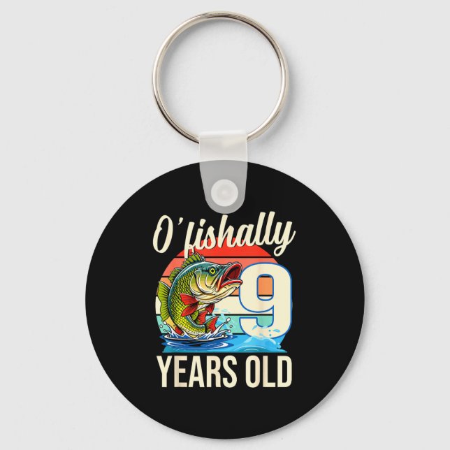 O'fishally 9 years old fishing birthday theme key ring (Front)