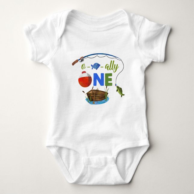 Ofishally ONE baby bodysuite O-fish-ally ONE boy Bodysuit (Front)