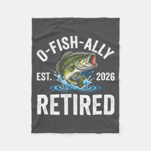 Ofishally Retired 2026 Funny Fishing Retirement Fi Fleece Blanket
