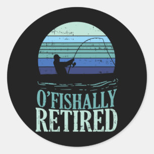 Ofishally Retired Fishing Retro Retirement Dad Men Classic Round Sticker