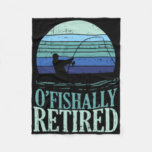 Ofishally Retired Fishing Retro Retirement Dad Men Fleece Blanket