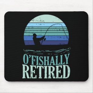 Ofishally Retired Fishing Retro Retirement Dad Men Mouse Pad