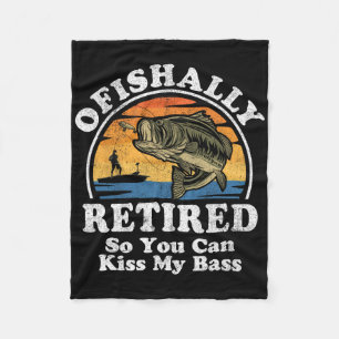 Ofishally Retired Funny B Fishing Retirement Gift Fleece Blanket