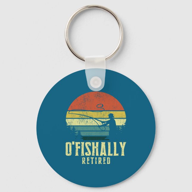 Ofishally Retired Funny Fishing Retirement  Key Ring (Front)