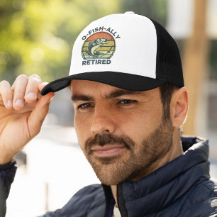 Ofishally Retired Funny Fishing Trucker Hat