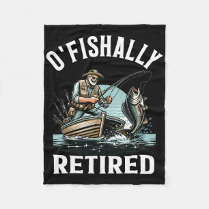 Ofishally Retired Tee Retirement Fishing Fisher Fi Fleece Blanket