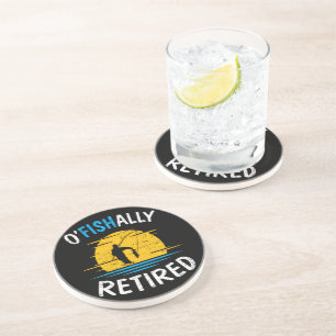 Ofishially Retired Plan Fishing Fisherman Coaster