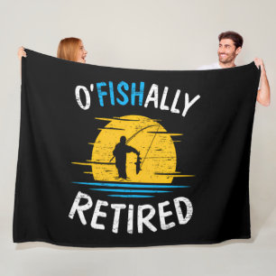Ofishially Retired Plan Fishing Fisherman Fleece Blanket