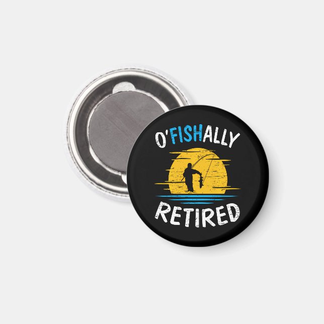 Ofishially Retired Plan Fishing Fisherman Magnet (Front/Back)