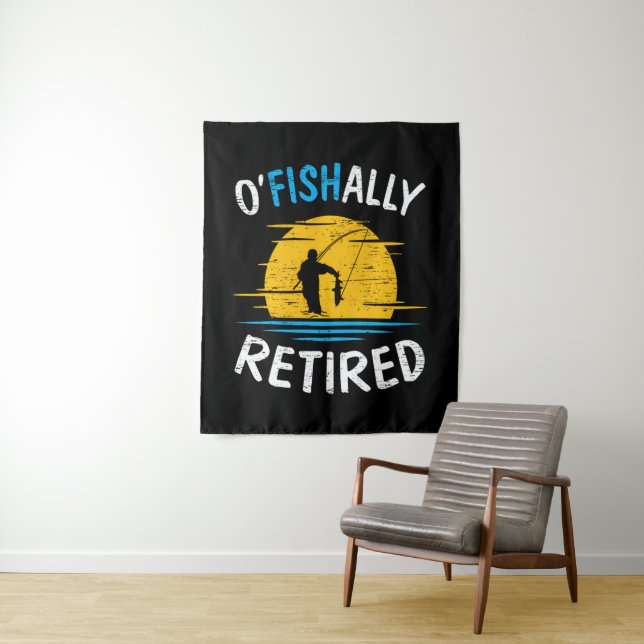 Ofishially Retired Plan Fishing Fisherman Tapestry (In Situ)