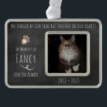 OForever in Our Hearts Chalkboard Photo Silver Plated Framed Ornament<br><div class="desc">All text is adjustable. Photo ornament. No longer by our side but forever in our hearts memorial remembrance photo ornament. Chalkboard background design.</div>