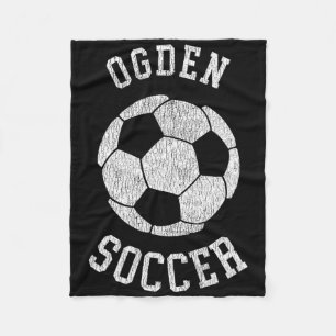 Ogden Soccer Retro Distressed 90's Vintage Fleece Blanket