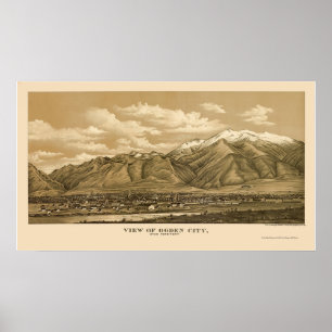 Ogden, UT Panoramic Map - 1889 Poster