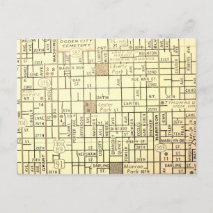 Ogden, UT Vintage Map Postcard