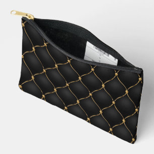 Ogee Black and Gold Diamond Tufted Accessory Pouch