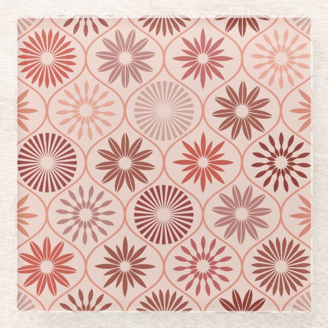Ogee Boho flowers Glass Coaster (Front)