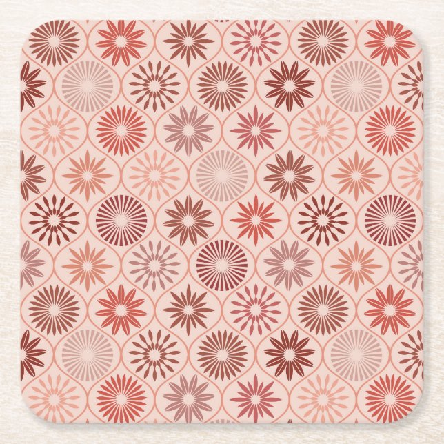 Ogee Boho flowers Square Paper Coaster (Front)