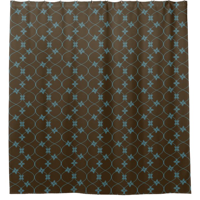 Ogee Flower Trellis brown Shower Curtain (Front)