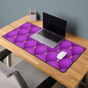 Ogee Gold Diamond Tufted Purple Violet Desk Mat