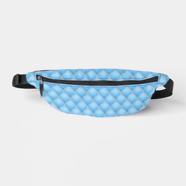 Ogee Gold Diamonds Tufted Sky Blue Fanny Pack (Front)