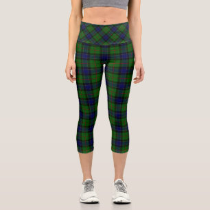 Ogilvie tartan blue green plaid capri leggings