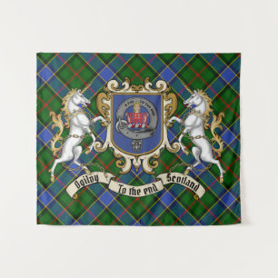 Ogilvy Clan Badge & Unicorns w/Tartan  Tapestry