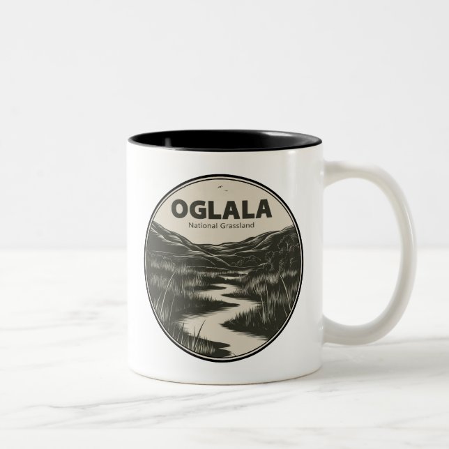 Oglala National Grassland Nebraska Stream Two-Tone Coffee Mug (Right)