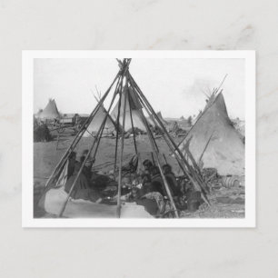 Oglala Women and Children inside Tipi Postcard