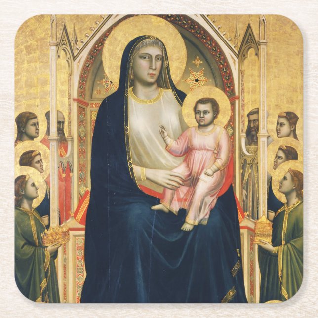 Ognissanti Madonna, Giotto, 1306-1310 Square Paper Coaster (Front)
