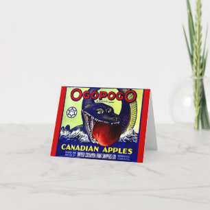 Ogopogo Canadian apples fruit crate label Note Card