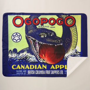 Ogopogo Canadian apples fruit crate label print Sherpa Blanket