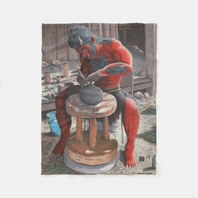 Ogre Making Japanese Pottery Fantasy Art Blanket (Front)