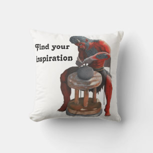 Ogre Making Japanese Pottery Fantasy Throw Pillow